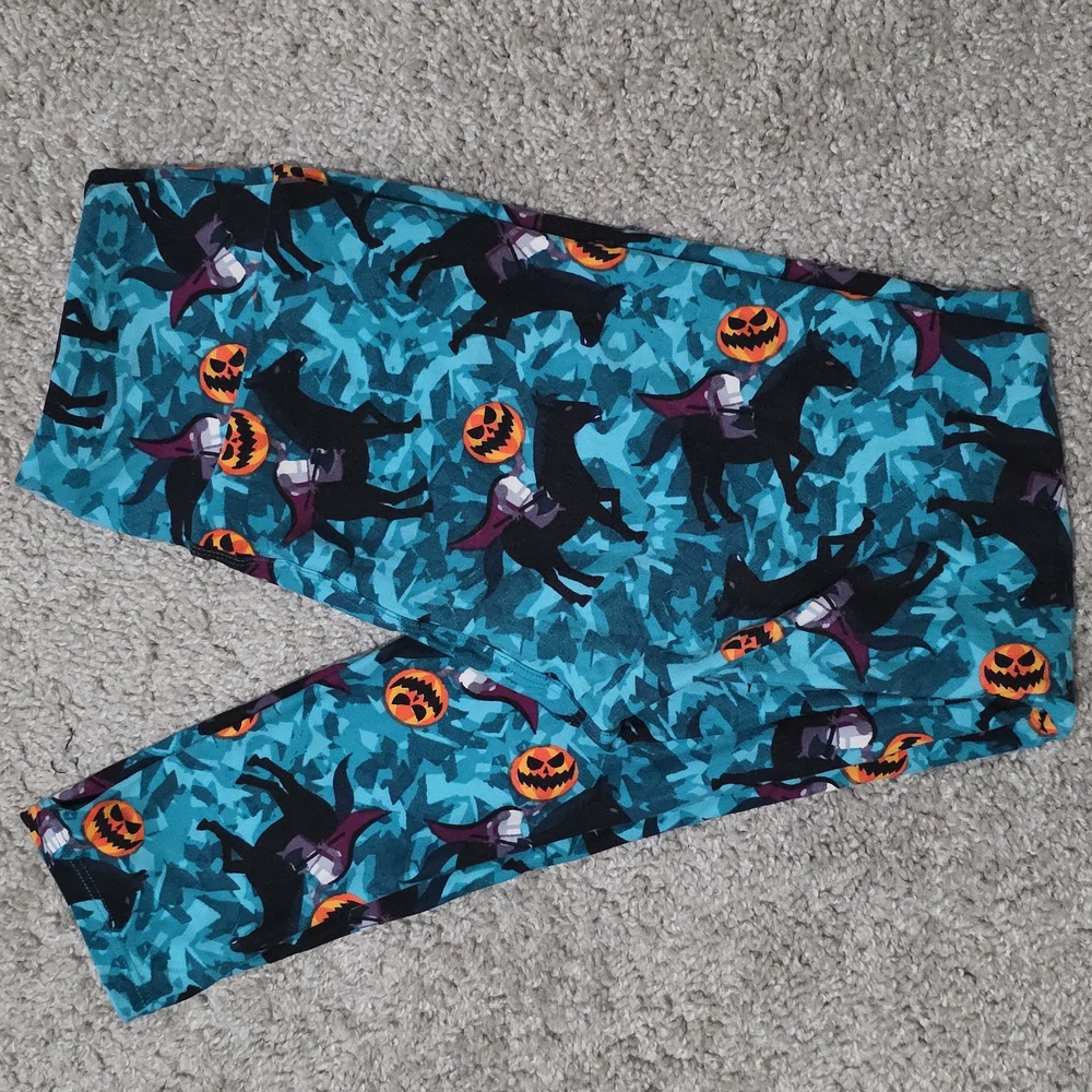 Lularoe Halloween Headless Horseman Pumpkin Sleepy Hollow Leggings OS One Size